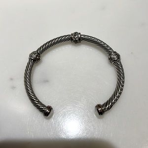 STEEL AND RHINESTONE CABLE “C”  BRACELET